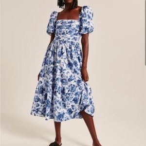 Abercrombie puff sleeve midi dress
